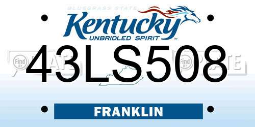 43LS508 Kentucky License Plate
