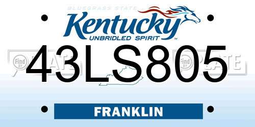 43LS805 Kentucky License Plate