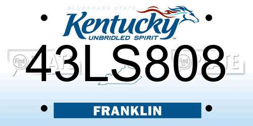 43LS808 Kentucky License Plate