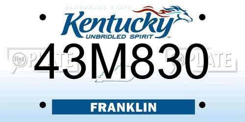 43M830 Kentucky License Plate