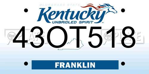 43OT518 Kentucky License Plate