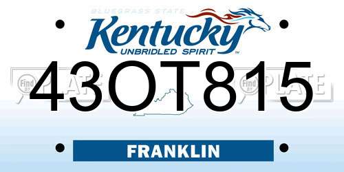43OT815 Kentucky License Plate