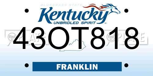 43OT818 Kentucky License Plate