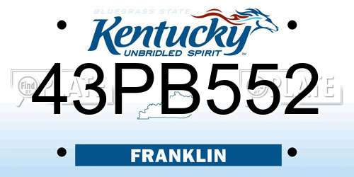 43PB552 Kentucky License Plate