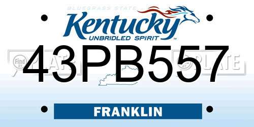43PB557 Kentucky License Plate