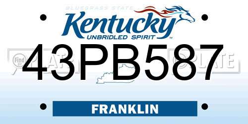 43PB587 Kentucky License Plate
