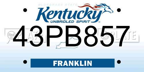 43PB857 Kentucky License Plate