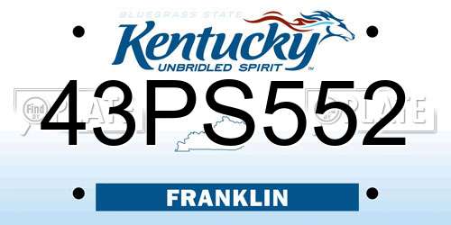 43PS552 Kentucky License Plate