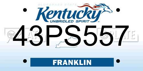 43PS557 Kentucky License Plate