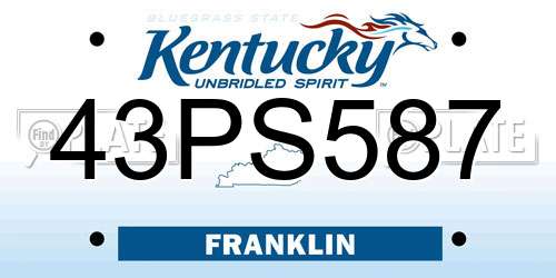 43PS587 Kentucky License Plate