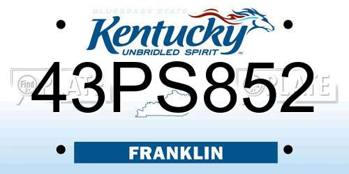 43PS852 Kentucky License Plate