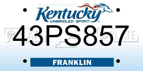 43PS857 Kentucky License Plate