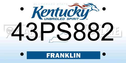 43PS882 Kentucky License Plate