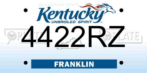 4422RZ Kentucky License Plate