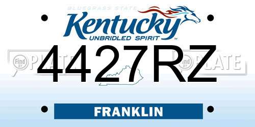 4427RZ Kentucky License Plate
