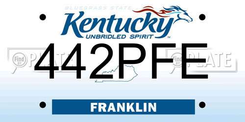 442PFE Kentucky License Plate