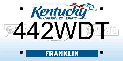 442WDT Kentucky License Plate