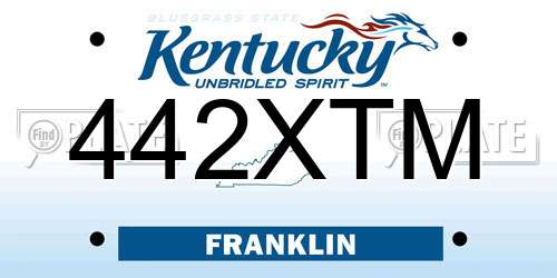 442XTM Kentucky License Plate