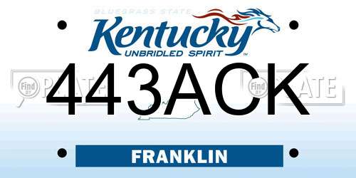 443ACK Kentucky License Plate