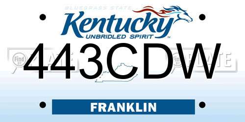 443CDW Kentucky License Plate