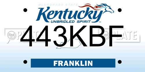 443KBF Kentucky License Plate