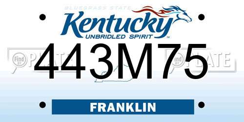 443M75 Kentucky License Plate