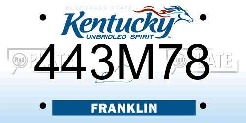 443M78 Kentucky License Plate