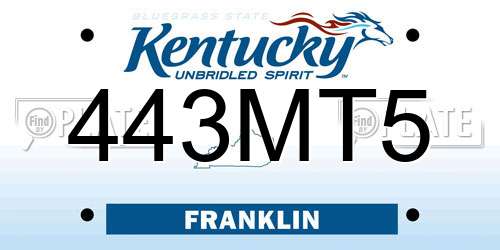 443MT5 Kentucky License Plate