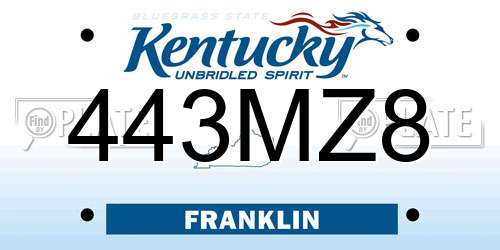 443MZ8 Kentucky License Plate