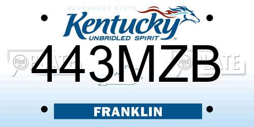 443MZB Kentucky License Plate