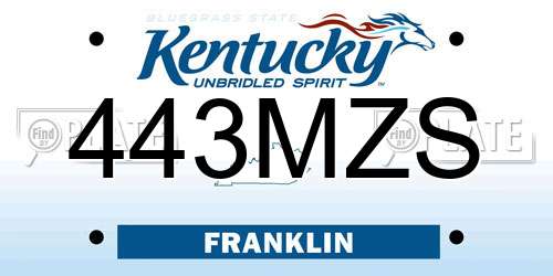 443MZS Kentucky License Plate