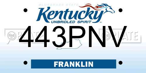 443PNV Kentucky License Plate