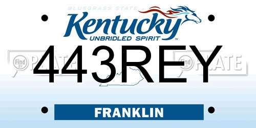 443REY Kentucky License Plate