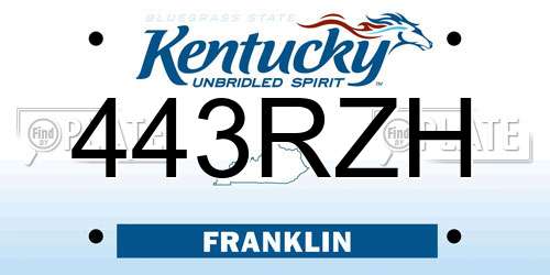 443RZH Kentucky License Plate