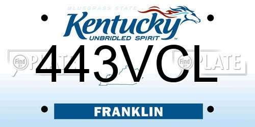 443VCL Kentucky License Plate