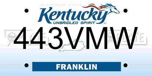 443VMW Kentucky License Plate
