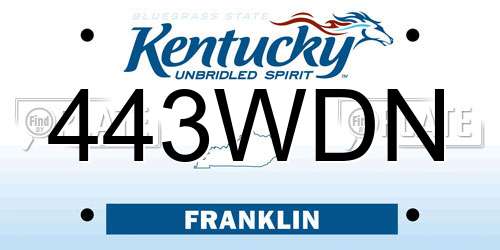 443WDN Kentucky License Plate
