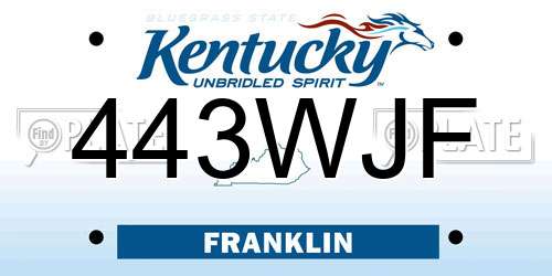 443WJF Kentucky License Plate
