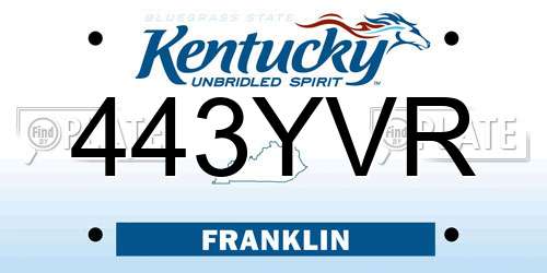 443YVR Kentucky License Plate