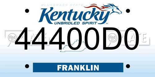 44400D0 Kentucky License Plate