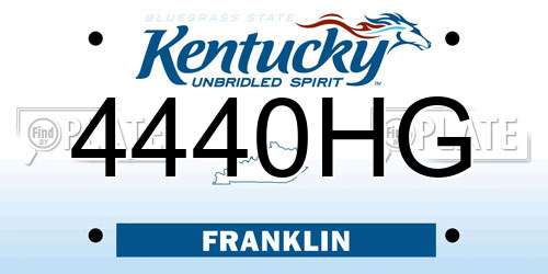 4440HG Kentucky License Plate