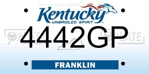 4442GP Kentucky License Plate