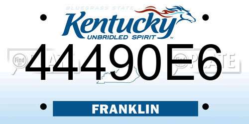 44490E6 Kentucky License Plate