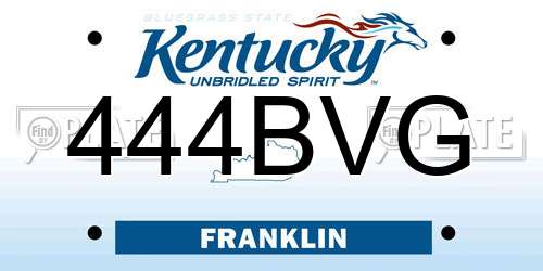 444BVG Kentucky License Plate