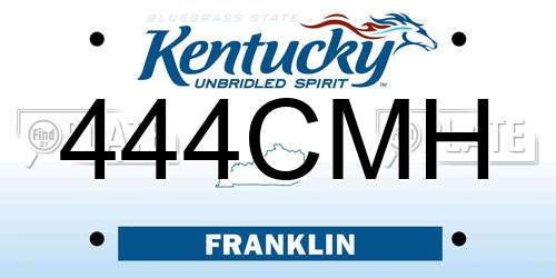 444CMH Kentucky License Plate