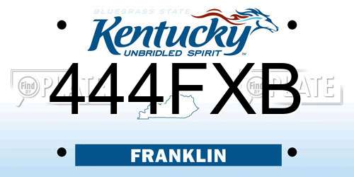 444FXB Kentucky License Plate