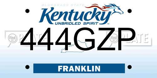 444GZP Kentucky License Plate