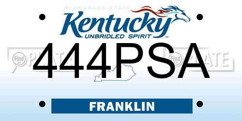 444PSA Kentucky License Plate