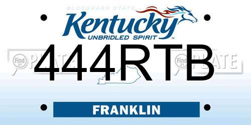444RTB Kentucky License Plate