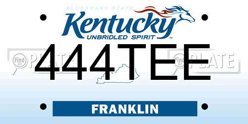 444TEE Kentucky License Plate